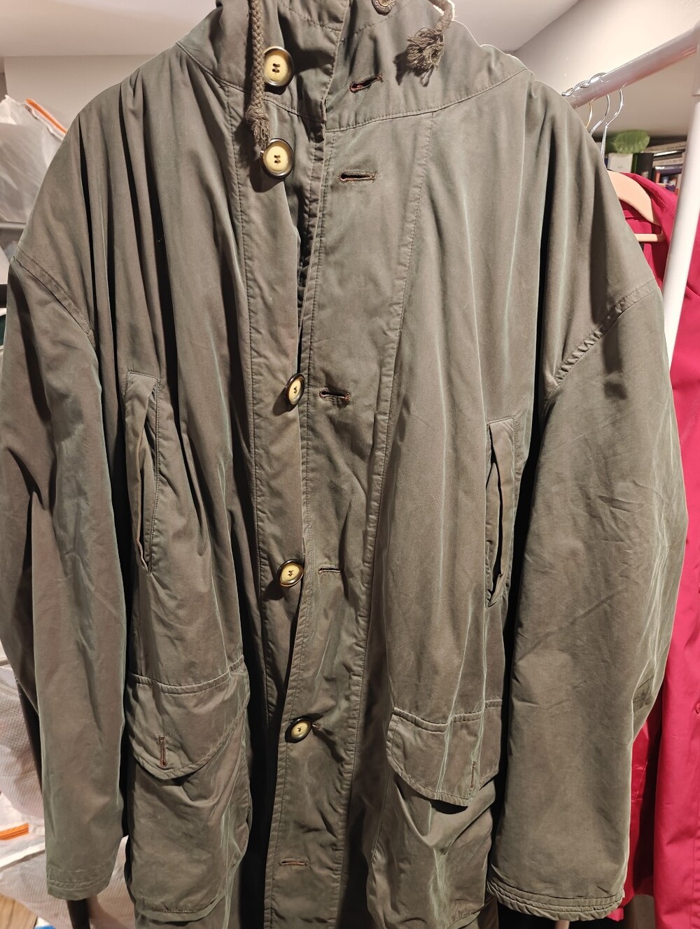 Vintage Hugo Boss men's Olive Green Hooded Parka Coat